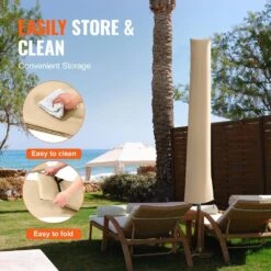 Patio Umbrella Cover, 9 Ft. O 12 Ft. Windproof, 420D Oxford Cloth, PU Coating 2000 UV Resistant Beige -Patio Furniture Shop vevor outdoor umbrella covers hws420dpu12ft67oiv0 44 1000