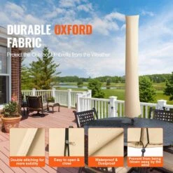 Patio Umbrella Cover, 9 Ft. O 12 Ft. Windproof, 420D Oxford Cloth, PU Coating 2000 UV Resistant Beige -Patio Furniture Shop vevor outdoor umbrella covers hws420dpu12ft67oiv0 4f 1000