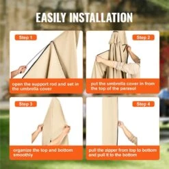 Patio Umbrella Cover, 9 Ft. O 12 Ft. Windproof, 420D Oxford Cloth, PU Coating 2000 UV Resistant Beige -Patio Furniture Shop vevor outdoor umbrella covers hws420dpu12ft67oiv0 fa 1000