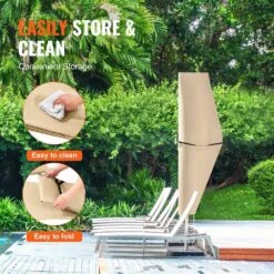 Banana Style Patio Umbrella Cover, Up To 13 Ft. Windproof, 420 D Oxford Cloth, PU Coating 2000, UV Resistant Beige -Patio Furniture Shop vevor outdoor umbrella covers hws420dpu13ftfe64v0 44 1000