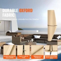 Banana Style Patio Umbrella Cover, Up To 13 Ft. Windproof, 420 D Oxford Cloth, PU Coating 2000, UV Resistant Beige -Patio Furniture Shop vevor outdoor umbrella covers hws420dpu13ftfe64v0 4f 1000