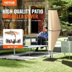 Banana Style Patio Umbrella Cover, Up To 13 Ft. Windproof, 420 D Oxford Cloth, PU Coating 2000, UV Resistant Beige -Patio Furniture Shop vevor outdoor umbrella covers hws420dpu13ftfe64v0 c3 1000