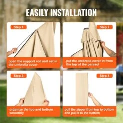 Banana Style Patio Umbrella Cover, Up To 13 Ft. Windproof, 420 D Oxford Cloth, PU Coating 2000, UV Resistant Beige -Patio Furniture Shop vevor outdoor umbrella covers hws420dpu13ftfe64v0 fa 1000