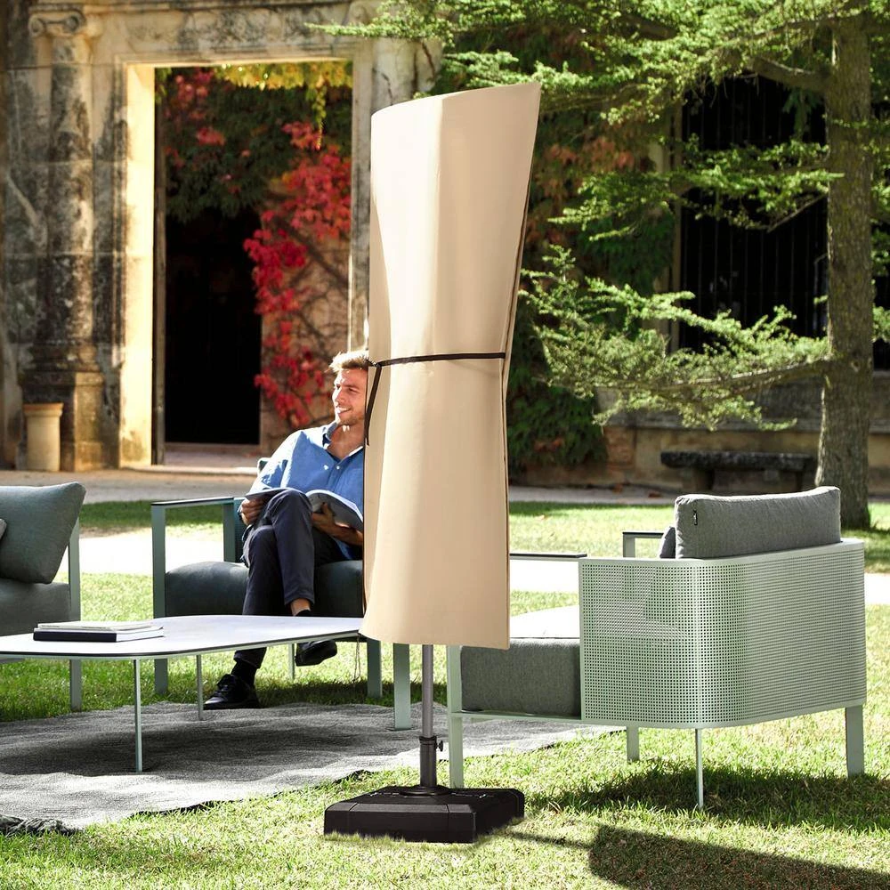 Patio Umbrella Cover, Up To 13 Ft. Windproof, 420D Oxford Cloth, PU Coating 2000, UV Resistant Beige 10 Patio Umbrella Cover, Up To 13 Ft. Windproof, 420D Oxford Cloth, PU Coating 2000, UV Resistant Beige - Image 8