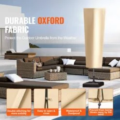 Patio Umbrella Cover, Up To 13 Ft. Windproof, 420D Oxford Cloth, PU Coating 2000, UV Resistant Beige 12 Patio Umbrella Cover, Up To 13 Ft. Windproof, 420D Oxford Cloth, PU Coating 2000, UV Resistant Beige -Patio Furniture Shop vevor outdoor umbrella covers hws420dpu13ftpjunv0 4f 1000