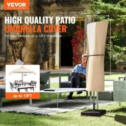 Patio Umbrella Cover, Up To 13 Ft. Windproof, 420D Oxford Cloth, PU Coating 2000, UV Resistant Beige 11 Patio Umbrella Cover, Up To 13 Ft. Windproof, 420D Oxford Cloth, PU Coating 2000, UV Resistant Beige -Patio Furniture Shop vevor outdoor umbrella covers hws420dpu13ftpjunv0 c3 1000