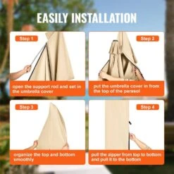 Patio Umbrella Cover, Up To 13 Ft. Windproof, 420D Oxford Cloth, PU Coating 2000, UV Resistant Beige 15 Patio Umbrella Cover, Up To 13 Ft. Windproof, 420D Oxford Cloth, PU Coating 2000, UV Resistant Beige -Patio Furniture Shop vevor outdoor umbrella covers hws420dpu13ftpjunv0 fa 1000