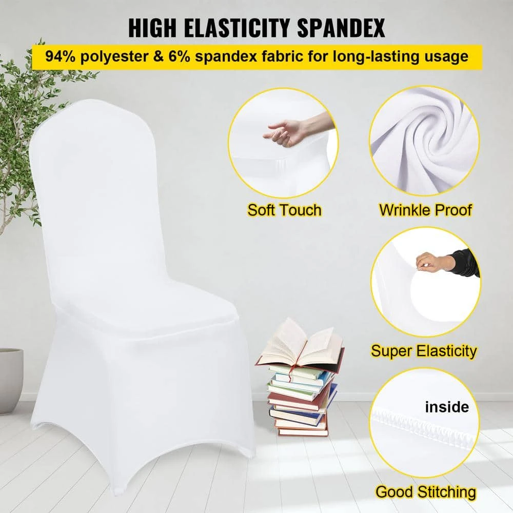 White Chair Covers Polyester Spandex Chair Cover Stretch Slipcovers Flat-Front Chair Covers (50-Pieces) 4 White Chair Covers Polyester Spandex Chair Cover Stretch Slipcovers Flat-Front Chair Covers (50-Pieces) - Image 3