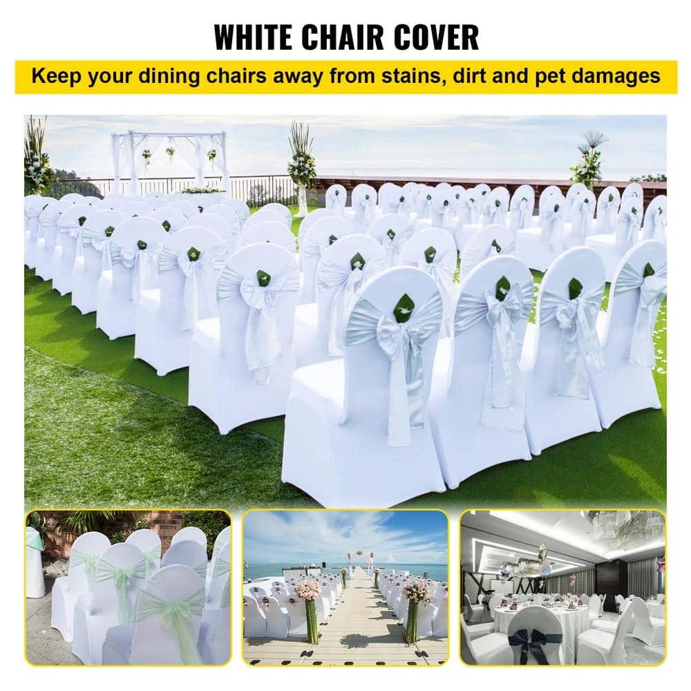 White Chair Covers Polyester Spandex Chair Cover Stretch Slipcovers Flat-Front Chair Covers (50-Pieces) 3 White Chair Covers Polyester Spandex Chair Cover Stretch Slipcovers Flat-Front Chair Covers (50-Pieces) - Image 2