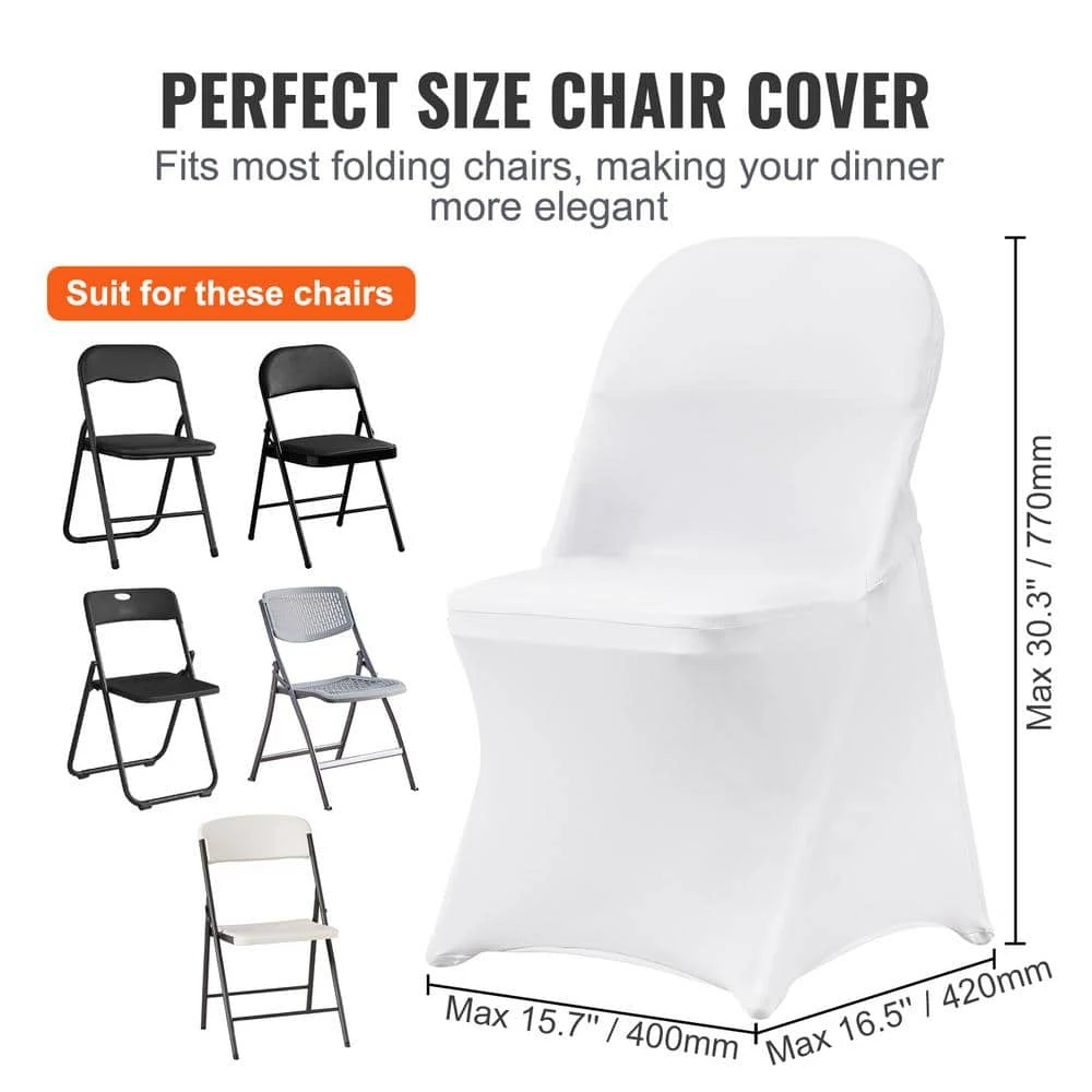 50 PCS Stretch Spandex Folding Chair Covers Universal Fitted Chair Cover Removable Washable Protective Slipcovers, White 5 50 PCS Stretch Spandex Folding Chair Covers Universal Fitted Chair Cover Removable Washable Protective Slipcovers, White - Image 3