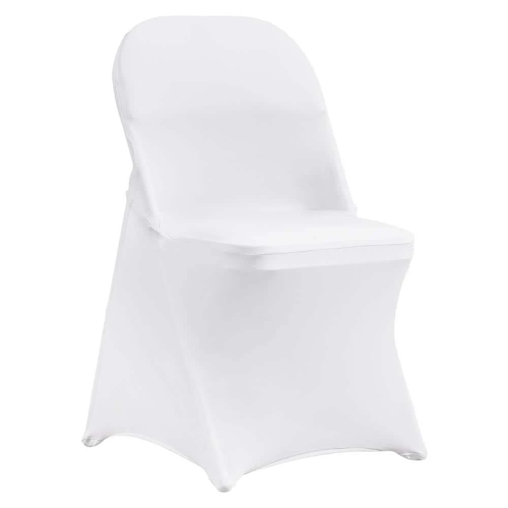 50 PCS Stretch Spandex Folding Chair Covers Universal Fitted Chair Cover Removable Washable Protective Slipcovers, White 3 50 PCS Stretch Spandex Folding Chair Covers Universal Fitted Chair Cover Removable Washable Protective Slipcovers, White