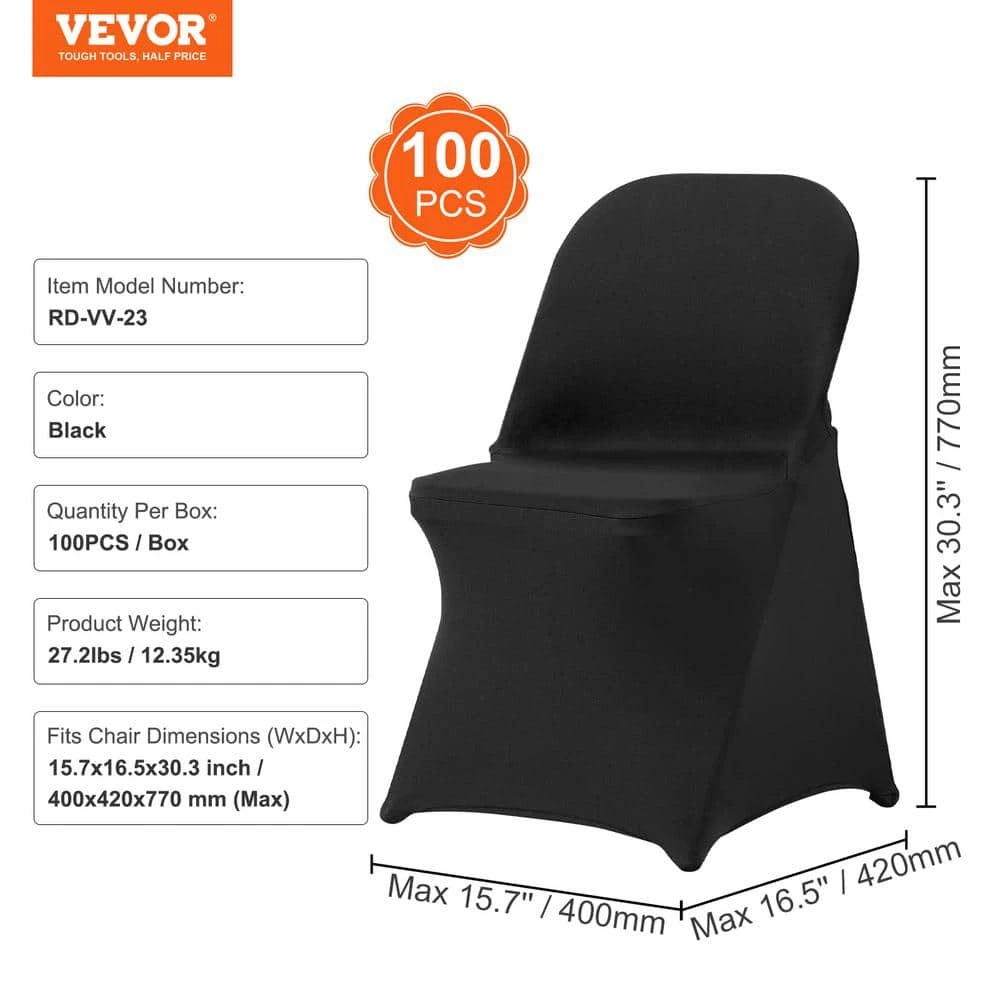 100 PCS Stretch Spandex Folding Chair Covers Universal Fitted Chair Cover Removable Washable Protective Slipcovers,Black 9 100 PCS Stretch Spandex Folding Chair Covers Universal Fitted Chair Cover Removable Washable Protective Slipcovers,Black - Image 7