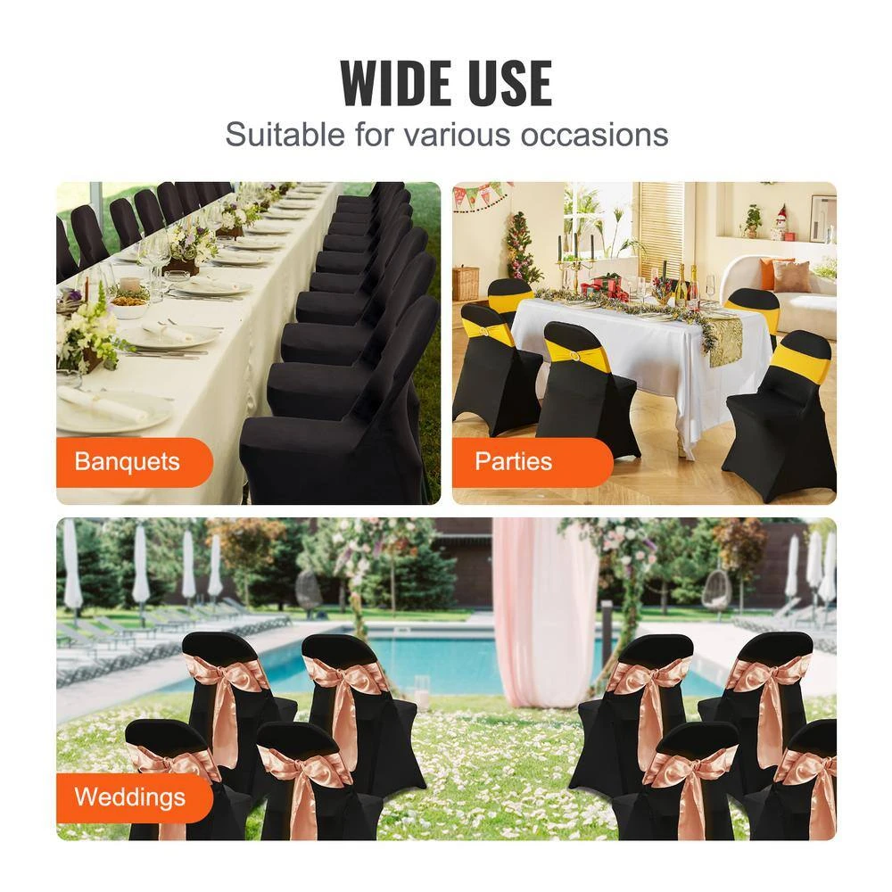 30 PCS Stretch Spandex Folding Chair Covers Universal Fitted Chair Cover Removable Washable Protective Slipcovers, Black 8 30 PCS Stretch Spandex Folding Chair Covers Universal Fitted Chair Cover Removable Washable Protective Slipcovers, Black - Image 6