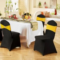 30-Pieces Stretch Spandex Folding Chair Covers Removable Washable Protective Cover For Weddings, Dining, Black -Patio Furniture Shop vevor patio chair covers yths30pcszkq7txo9v0 31 1000