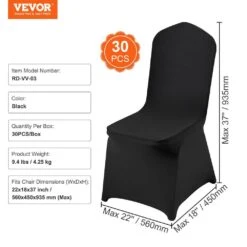 30-Pieces Stretch Spandex Folding Chair Covers Removable Washable Protective Cover For Weddings, Dining, Black -Patio Furniture Shop vevor patio chair covers yths30pcszkq7txo9v0 76 1000