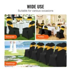 30-Pieces Stretch Spandex Folding Chair Covers Removable Washable Protective Cover For Weddings, Dining, Black -Patio Furniture Shop vevor patio chair covers yths30pcszkq7txo9v0 fa 1000