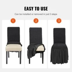 4-Piece Universal Stretch Spandex Folding Chair Covers With Skirt Removable Washable Protective Slipcovers, Black -Patio Furniture Shop vevor patio chair covers yths4pcszkhbw3o75v0 44 1000