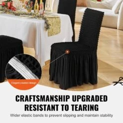 4-Piece Universal Stretch Spandex Folding Chair Covers With Skirt Removable Washable Protective Slipcovers, Black -Patio Furniture Shop vevor patio chair covers yths4pcszkhbw3o75v0 4f 1000