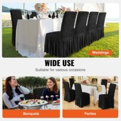4-Piece Universal Stretch Spandex Folding Chair Covers With Skirt Removable Washable Protective Slipcovers, Black -Patio Furniture Shop vevor patio chair covers yths4pcszkhbw3o75v0 fa 1000