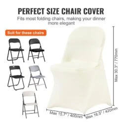 30-Pieces Stretch Spandex Folding Chair Covers, Fitted Chair Cover, Removable Washable Protective Slipcovers, White -Patio Furniture Shop vevor patio chair covers ytxyb30pcsdkn2auvv0 4f 1000