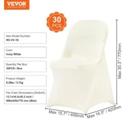 30-Pieces Stretch Spandex Folding Chair Covers, Fitted Chair Cover, Removable Washable Protective Slipcovers, White -Patio Furniture Shop vevor patio chair covers ytxyb30pcsdkn2auvv0 76 1000