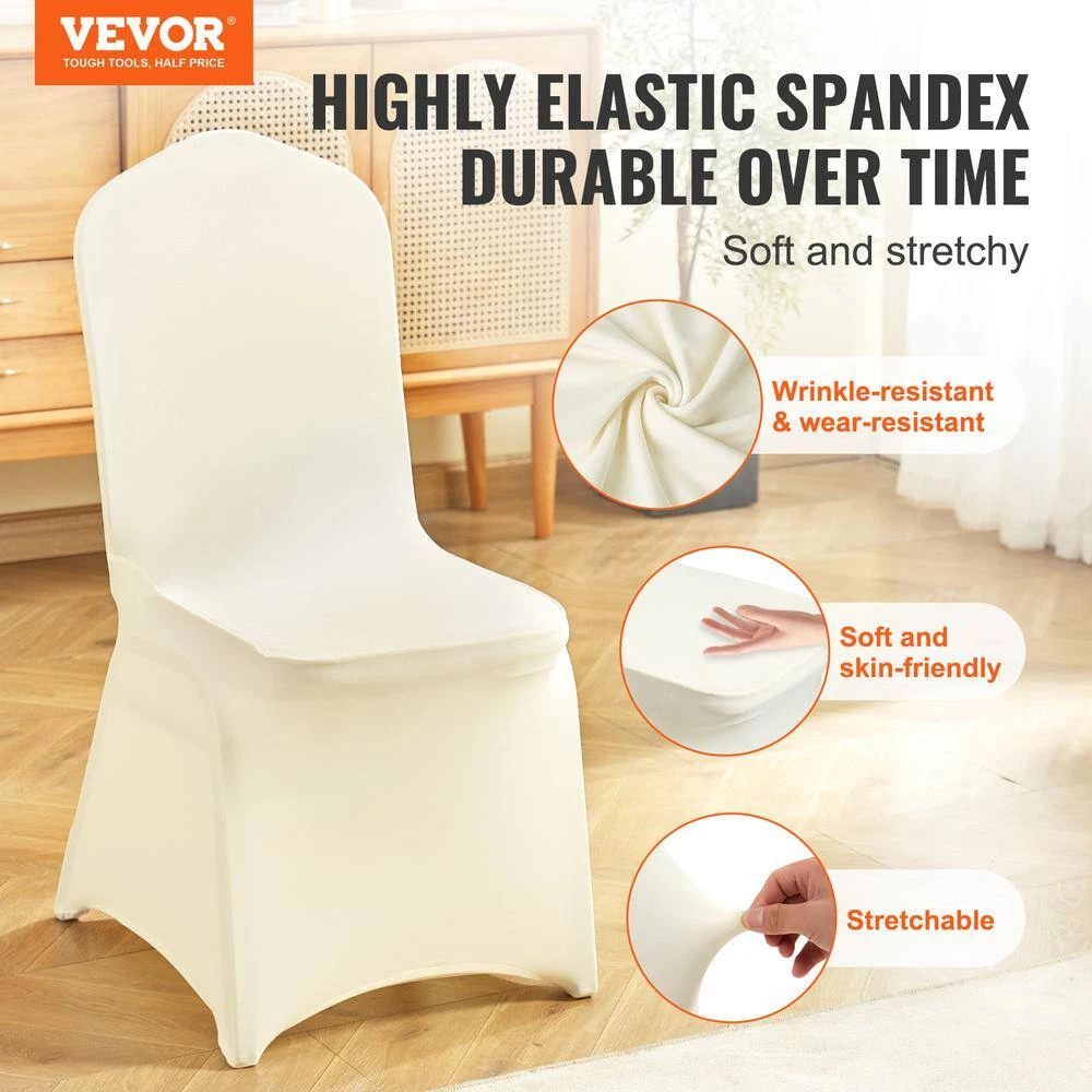 30 PCS Universal Stretch Spandex Folding Chair Covers Removable Washable Protective Slipcovers, Ivory White 4 30 PCS Universal Stretch Spandex Folding Chair Covers Removable Washable Protective Slipcovers, Ivory White - Image 2