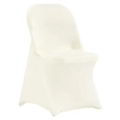 50 PCS Universal Stretch Spandex Folding Chair Covers Removable Washable Protective Slipcovers, Ivory White
