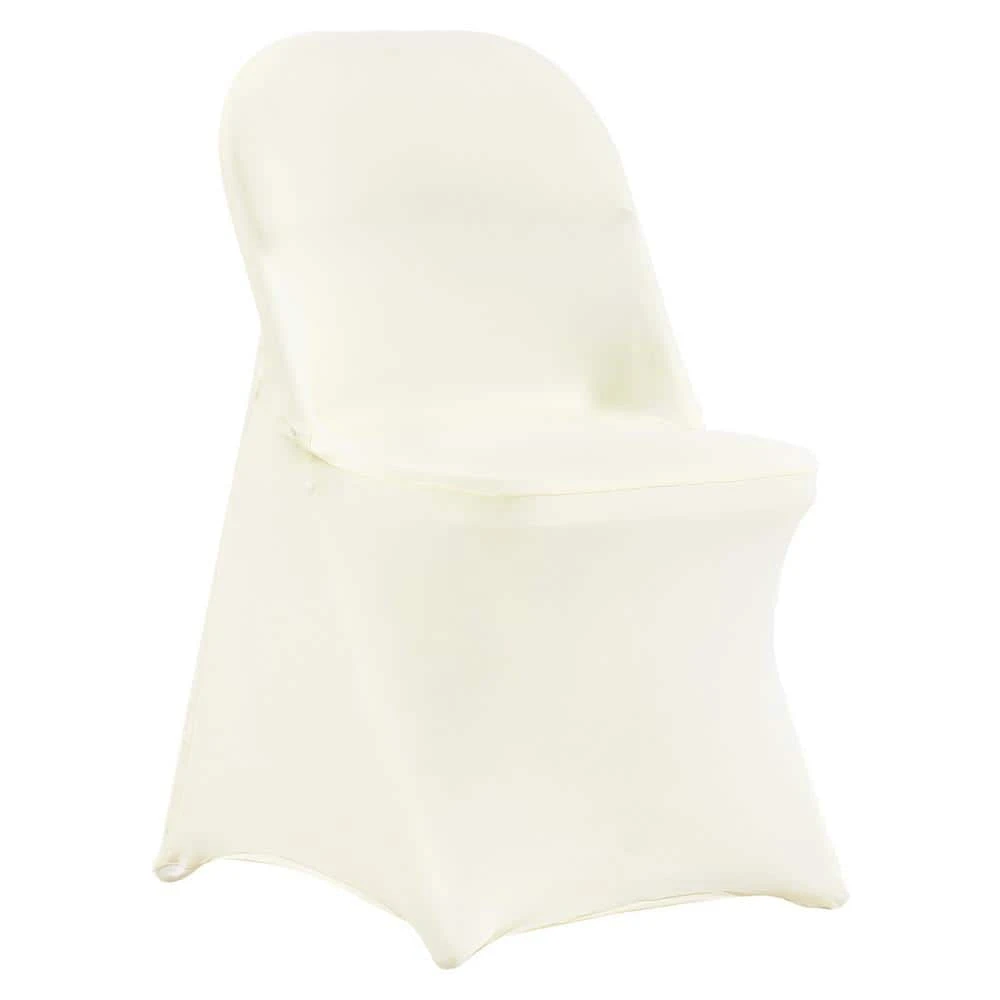 50 PCS Universal Stretch Spandex Folding Chair Covers Removable Washable Protective Slipcovers, Ivory White 3 50 PCS Universal Stretch Spandex Folding Chair Covers Removable Washable Protective Slipcovers, Ivory White