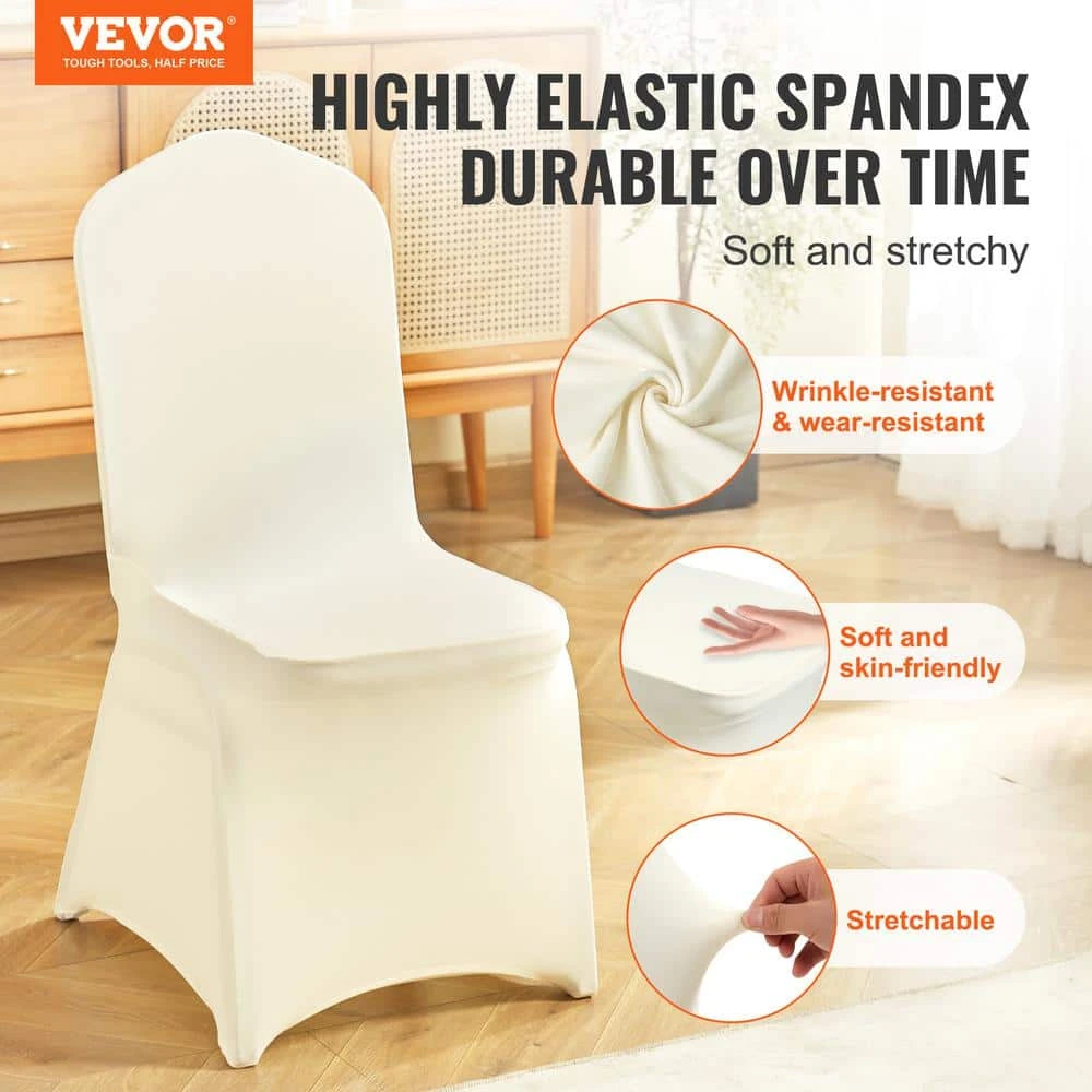50-Pieces Stretch Spandex Folding Chair Covers Detachable Washable Protective Slipcovers, Ivory White 4 50-Pieces Stretch Spandex Folding Chair Covers Detachable Washable Protective Slipcovers, Ivory White - Image 2