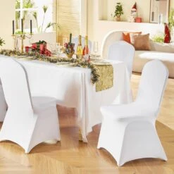 12 Pcs Stretch Spandex Folding Chair Covers Universal Fitted Chair Cover Removable Washable Protective Slipcovers, White -Patio Furniture Shop vevor patio chair covers ytzkqb12pcsb5z471v0 31 1000
