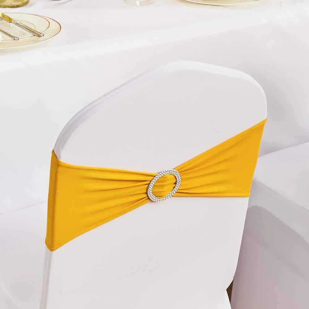 100 Pieces Stretch Spandex Chair Sashes, Chair Slipcover And Stretch Chair Sash, Yellow 10 100 Pieces Stretch Spandex Chair Sashes, Chair Slipcover And Stretch Chair Sash, Yellow - Image 8