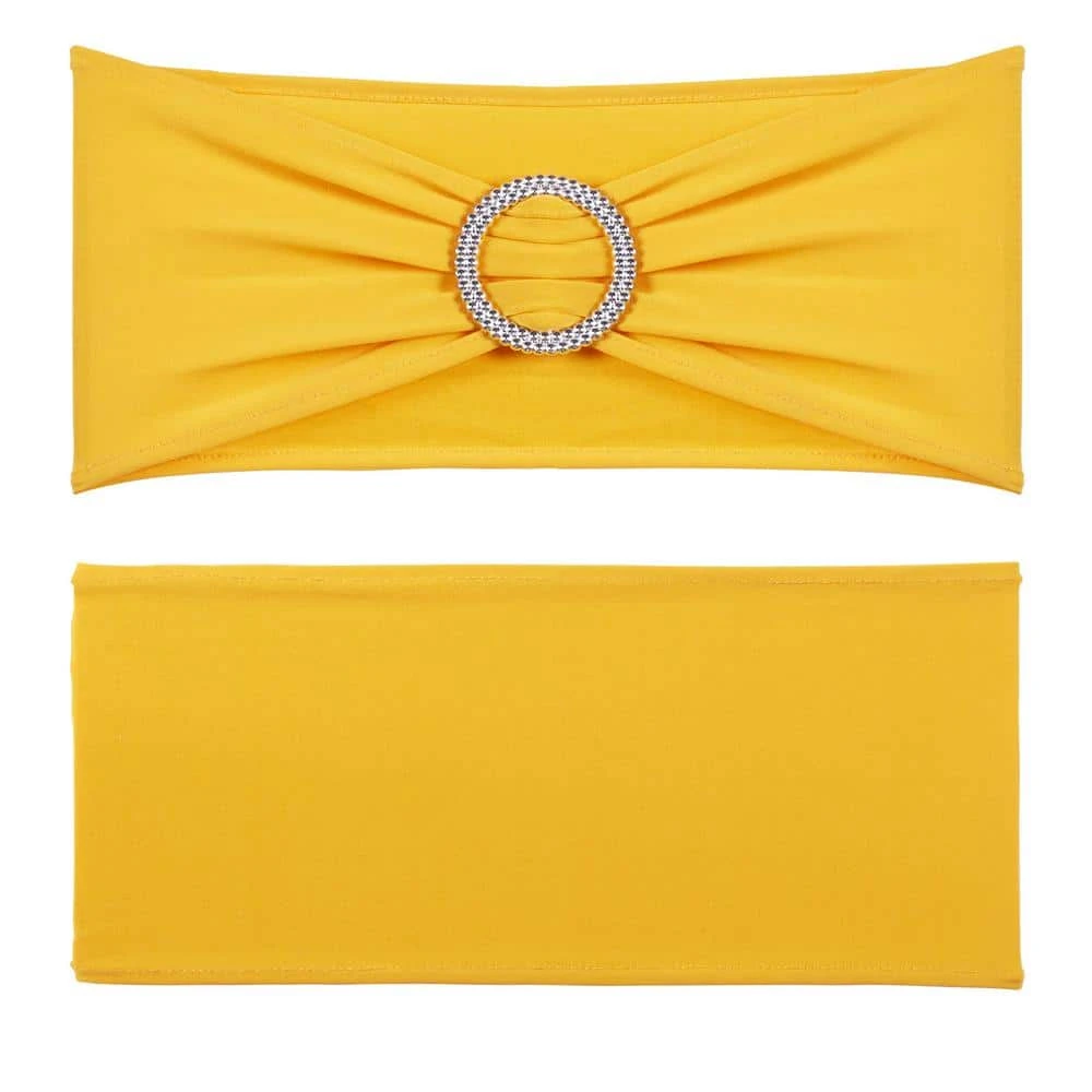 100 Pieces Stretch Spandex Chair Sashes, Chair Slipcover And Stretch Chair Sash, Yellow 3 100 Pieces Stretch Spandex Chair Sashes, Chair Slipcover And Stretch Chair Sash, Yellow