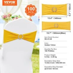 100 Pieces Stretch Spandex Chair Sashes, Chair Slipcover And Stretch Chair Sash, Yellow 16 100 Pieces Stretch Spandex Chair Sashes, Chair Slipcover And Stretch Chair Sash, Yellow -Patio Furniture Shop vevor patio chair covers ytzsdjs100pcaucq3v0 76 1000
