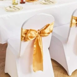 50 PCS Stretch Spandex Chair Sashes Bows Chair Slip Cover And Stretch Chair Sash, Elastic Chair Bands, Gold -Patio Furniture Shop vevor patio chair covers ytzsdjs50pcs79w25v0 31 1000