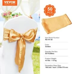 50 PCS Stretch Spandex Chair Sashes Bows Chair Slip Cover And Stretch Chair Sash, Elastic Chair Bands, Gold -Patio Furniture Shop vevor patio chair covers ytzsdjs50pcs79w25v0 76 1000