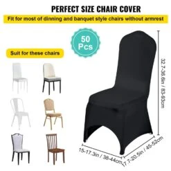 50 Pcs Black Chair Covers Polyester Spandex Stretch Slipcovers For Wedding Party Dining Banquet Arched-Front Chair Cover -Patio Furniture Shop vevor patio chair covers zyt50pcshsgxyt001v0 1f 1000