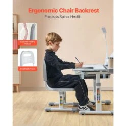 Kids Study Chair And Desk Set, Study Desk And Chair For Kids With Table Lamp, Adjustable Height And 0-40° Tilted -Patio Furniture Shop vevor patio dining tables etxxzydtdk20dtxrhv9 1f 1000