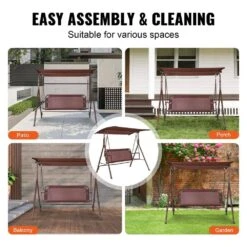 3-Person Patio Swing Chair Outdoor Patio Swing With Adjustable Canopy Porch Swing -Patio Furniture Shop vevor patio swings tjqq68inx44irjnftv0 fa 1000