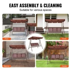 3-Seat Patio Swing Chair Outdoor Patio Swing With Adjustable Canopy Porch Swing -Patio Furniture Shop vevor patio swings tjqq68inx44ivddhlv0 fa 1000