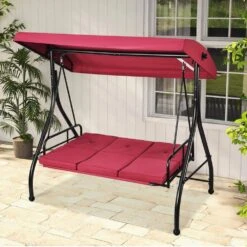 3-Seat Patio Swing Chair Converting Canopy Swing Outdoor Patio Porch With Adjustable Canopy -Patio Furniture Shop vevor patio swings tjqq72inx47igwkc9v0 31 1000