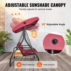 3-Seat Patio Swing Chair Converting Canopy Swing Outdoor Patio Porch With Adjustable Canopy -Patio Furniture Shop vevor patio swings tjqq72inx47igwkc9v0 4f 1000