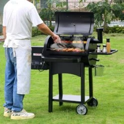 Pellet Smoker 580 Sq. In. Portable Wood Pellet Grill With Cart 8 In 1 BBQ Grill, Black -Patio Furniture Shop vevor pellet grills w58018160500f53cnv1 31 1000