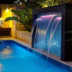 Pool Fountain Stainless Steel 23.6 In. W X 4.5 In. D X 3.1 In. H Pool Waterfall With LED Strip Light Waterfall Spillway -Patio Furniture Shop vevor pond accessories pqsbjpjswled60001v1 31 1000