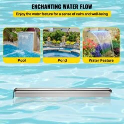Pool Fountain 35.4 In. W X 4.5 In. D X 3.1 In. H Pool Waterfall With LED Light Waterfall Spillway With Pipe Connector -Patio Furniture Shop vevor pond accessories pqsbjpjswled90001v1 1f 1000