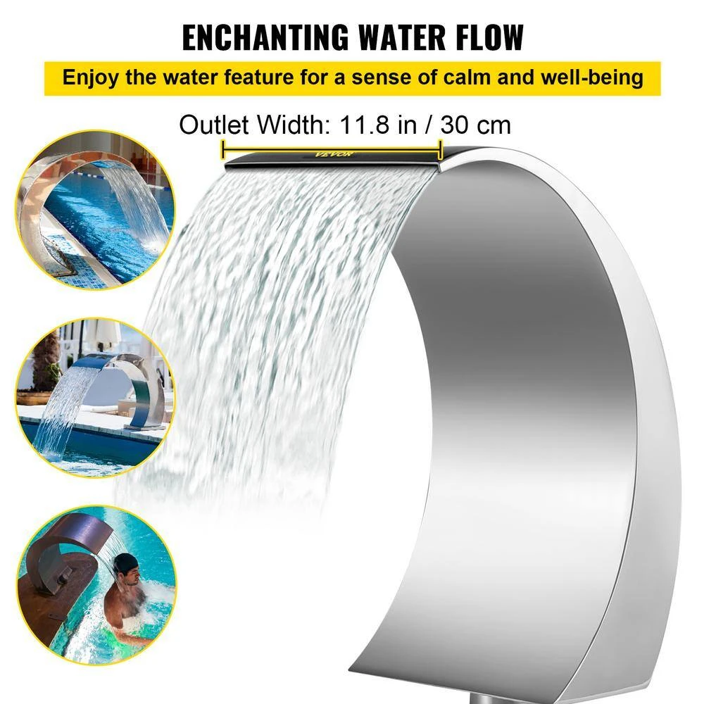 Pond Waterfall Spillway 17.7 X 11.8 X 23.6 In. Swimming Pool Waterfall With Curved Design Pool Fountain For Pool, Silver 7 Pond Waterfall Spillway 17.7 X 11.8 X 23.6 In. Swimming Pool Waterfall With Curved Design Pool Fountain For Pool, Silver - Image 5
