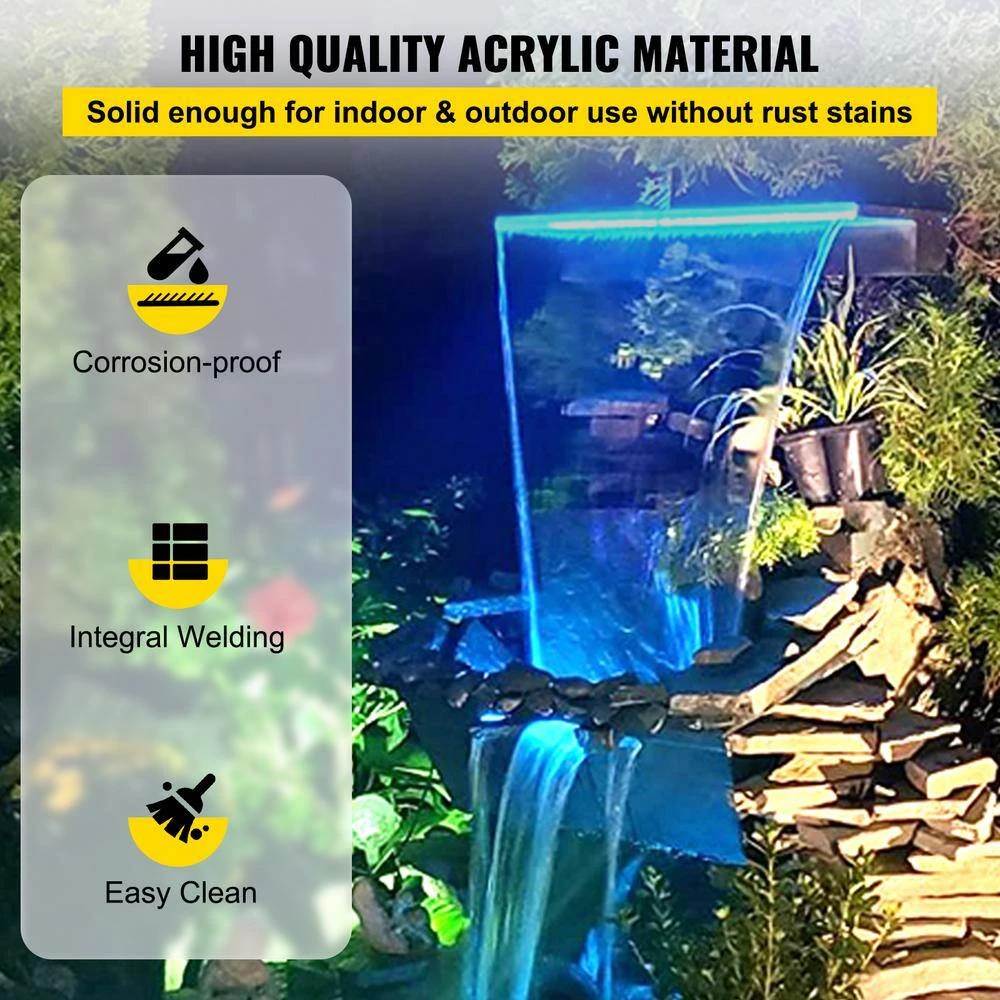 Led Fountain Spillway 17 Colors 23.6 In. L X 3.2 In. H X 8.1 In. W Pool Waterfall Fountain Kit W/Remote For Pond Pools 5 Led Fountain Spillway 17 Colors 23.6 In. L X 3.2 In. H X 8.1 In. W Pool Waterfall Fountain Kit W/Remote For Pond Pools - Image 3
