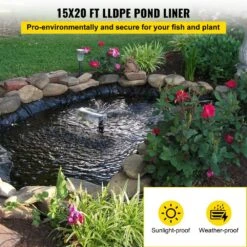 Pond Liner 20 Ft. X 15 Ft. 20 Mil Aging-Proof Pliable LLDPE Pond Liner Underlayment For Aquaculture Farm, Black -Patio Furniture Shop vevor pond liners fsm15x20ft0000001v0 c3 1000