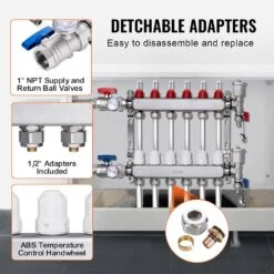 6-Branch Radiant Heat Manifold,1/2 In. PEX Tubing Manifold, Stainless Steel PEX Manifold, Radiant Heat PEX Manifold Kit -Patio Furniture Shop vevor pool controls drfsqbxg6hl0x0yq9v0 4f 1000