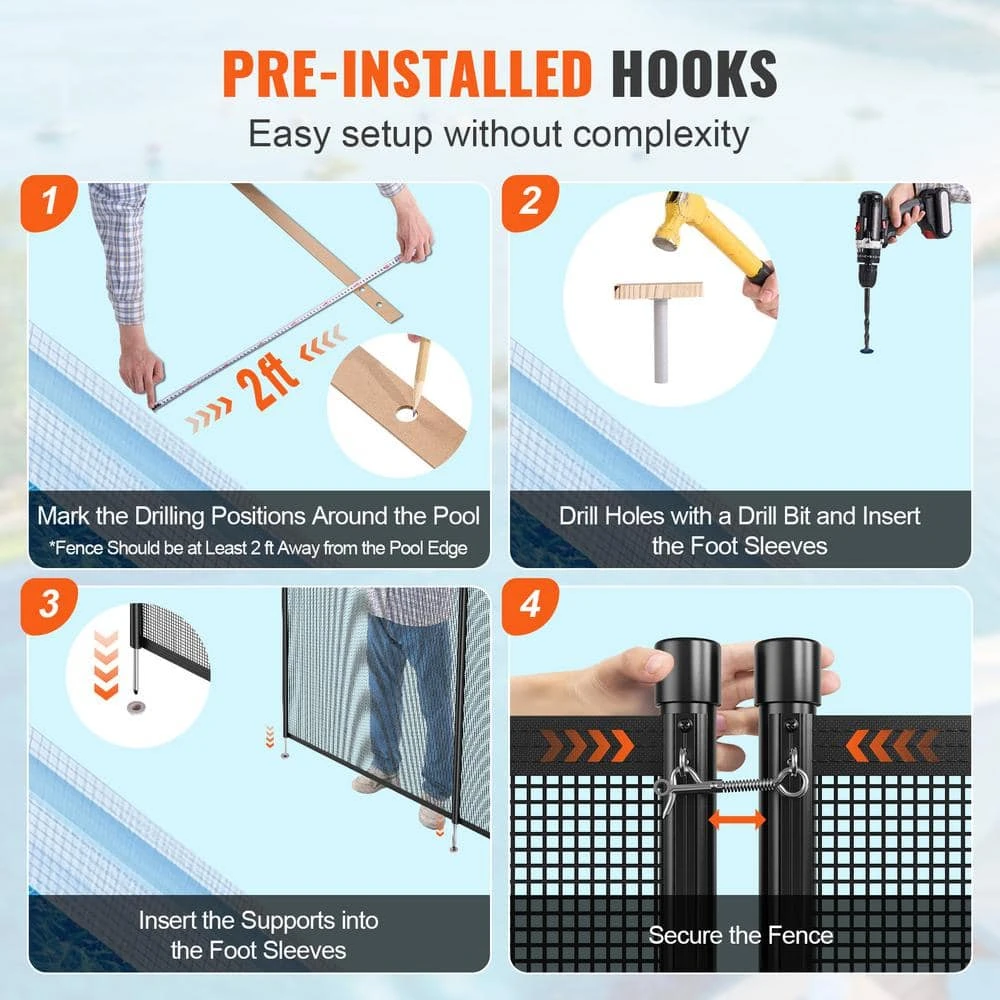 Pool Fence 4 X 48 Ft. Pool Fences For Inground Pools Removable Child Safety Pool Fencing, Easy DIY Swimming Pool Fence 7 Pool Fence 4 X 48 Ft. Pool Fences For Inground Pools Removable Child Safety Pool Fencing, Easy DIY Swimming Pool Fence - Image 5