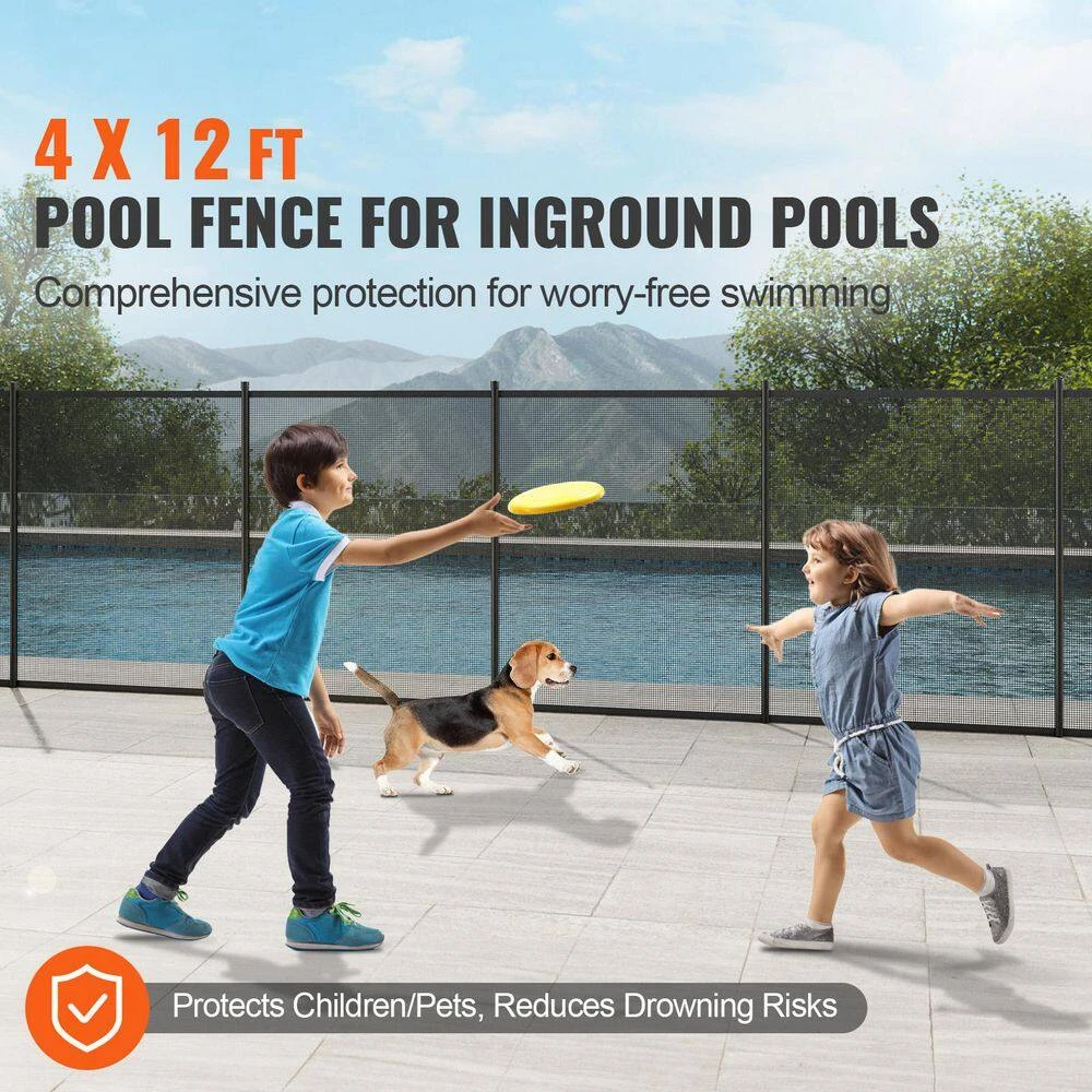 Security Pool Fence 4 Ft. X 12 Ft. Removable Pool Fence 1000D PVC Fabric Pool Fencing Mesh With Aluminum Poles 4 Security Pool Fence 4 Ft. X 12 Ft. Removable Pool Fence 1000D PVC Fabric Pool Fencing Mesh With Aluminum Poles - Image 2